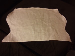 All hemmed! Note the larger turn- up for the drawstring across the bottom. All the other hems are tiny