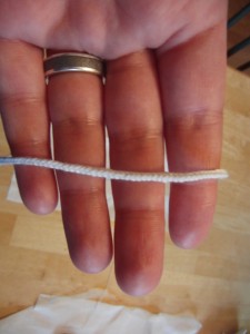 The strings I've used for this and for the coif drawstring are lucet cord, made from crochet cotton