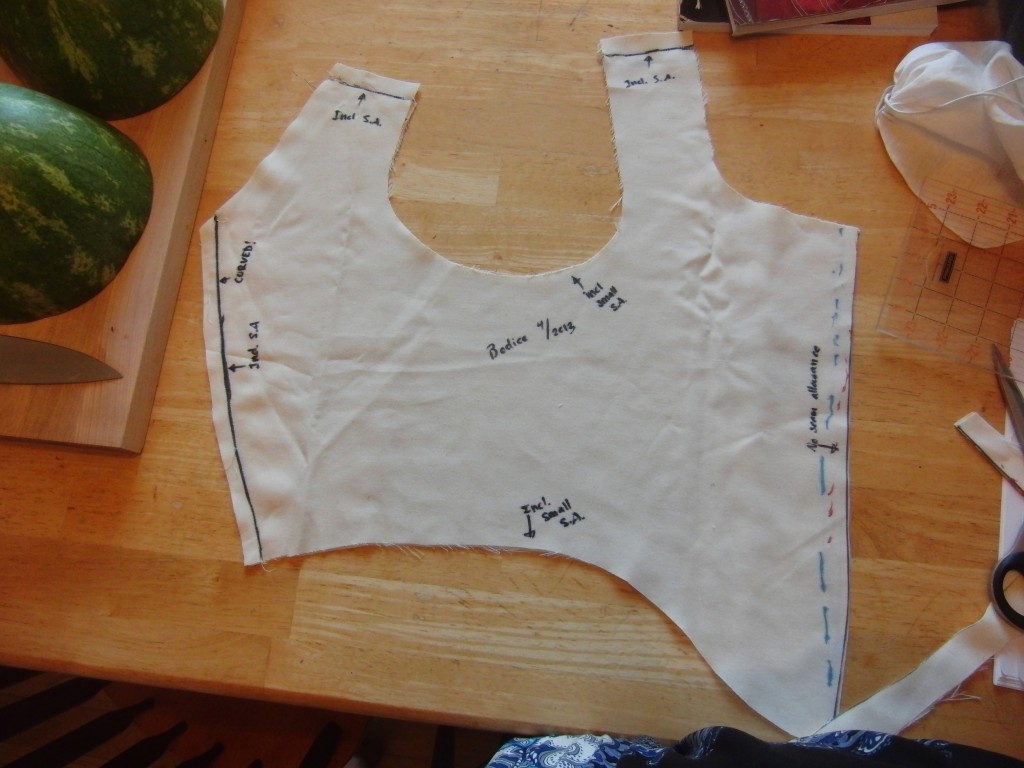 My finished bodice pattern