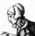 A (grainy, sorry) sketch of a woman wearing a coif